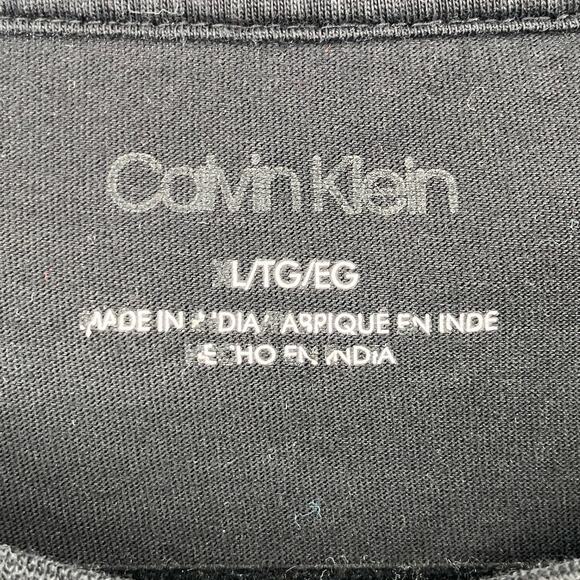 Calvin Klein Black Gray Colorblock Logo Crew Neck Short Sleeve Basic Tee Shirt - Picture 2 of 7